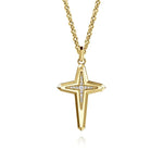 22 Inch 14K Yellow Gold Diamond Cross Pendant Necklace - NKM2156-22Y45JJ-Gabriel & Co.-Renee Taylor Gallery