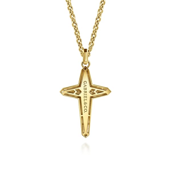 22 Inch 14K Yellow Gold Diamond Cross Pendant Necklace - NKM2156-22Y45JJ-Gabriel & Co.-Renee Taylor Gallery