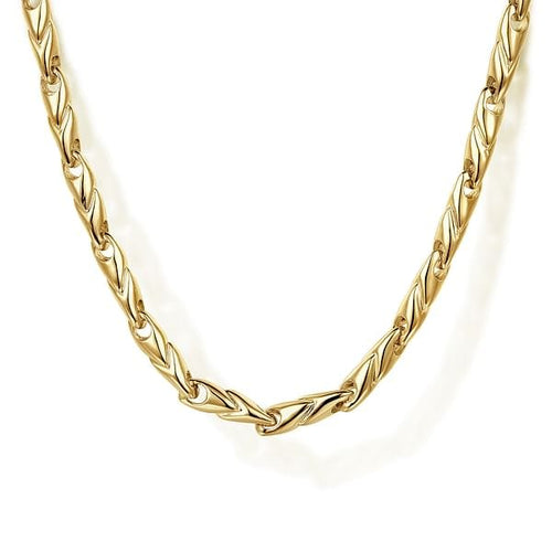 22 Inch 14K Yellow Gold Hollow Men's Link Chain Necklace - NKM6767-22Y4JJJ-Gabriel & Co.-Renee Taylor Gallery