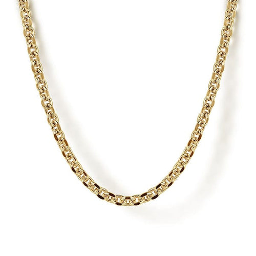 14K Yellow Gold Hollow Men's Link Chain Necklace - NKM7009-Gabriel & Co.-Renee Taylor Gallery