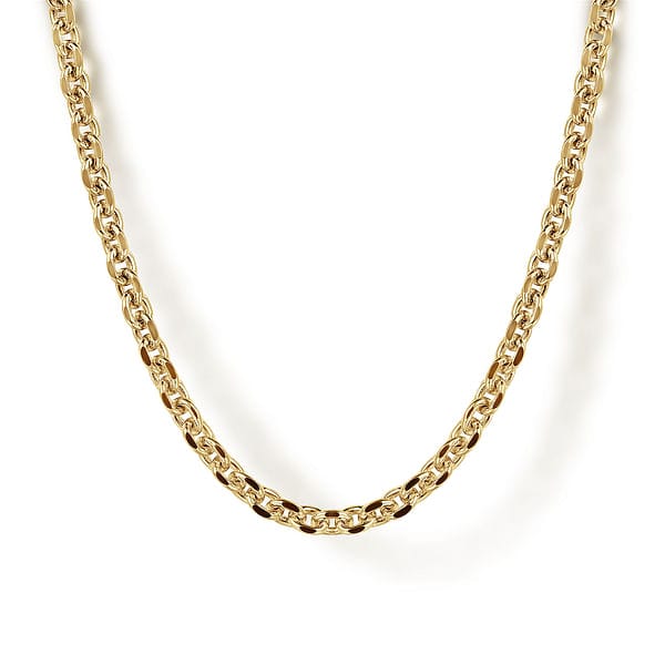 14K Yellow Gold Hollow Men's Link Chain Necklace - NKM7009-Gabriel & Co.-Renee Taylor Gallery