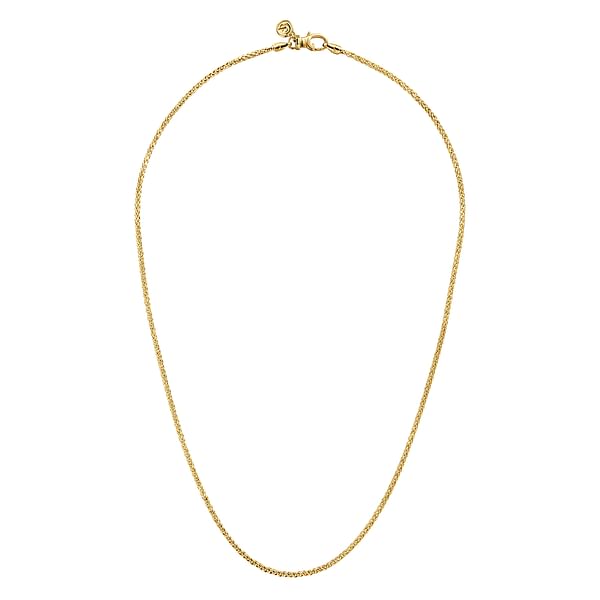 14K Yellow Gold Hollow Men's Wheat Chain Necklace - NKM7008-22Y4JJJ-Gabriel & Co.-Renee Taylor Gallery