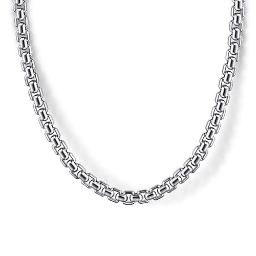22 Inch 3.5mm 925 Sterling Silver Men's Solid Round Box Chain Necklace - NKM2236-22SVJJJ-Gabriel & Co.-Renee Taylor Gallery