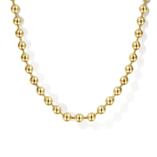 22 Inch 3mm 14K Yellow Gold Men's Hollow Ball Chain Necklace - NKM7154-22Y4JJJ-Gabriel & Co.-Renee Taylor Gallery