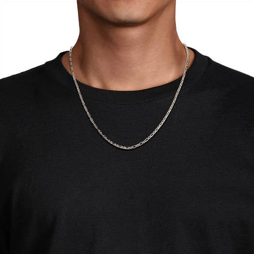 22 Inch 3mm 925 Sterling Silver Solid Figaro Chain Necklace - NKM2157-22SVJJJ-Gabriel & Co.-Renee Taylor Gallery