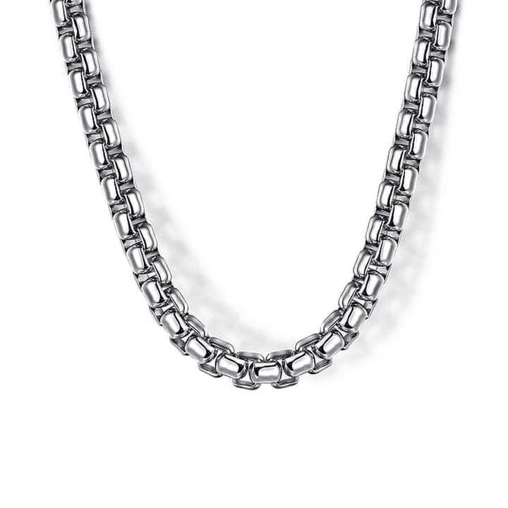925 Sterling Silver Solid Men's Round Box Chain Necklace 4mm - NKM2141-22SVJJJ-Gabriel & Co.-Renee Taylor Gallery