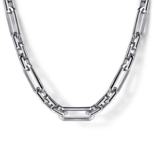 22 Inch 5.50mm 925 Sterling Silver Men's Solid Faceted Link Chain Necklace - NKM2240-22SVJJJ-Gabriel & Co.-Renee Taylor Gallery