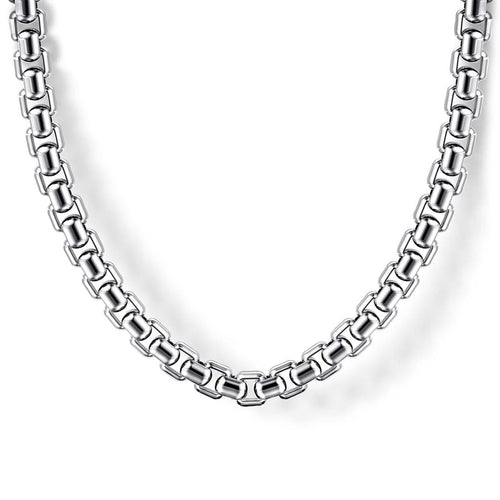 22 Inch 5mm 925 Sterling Silver Men's Solid Round Box Chain Necklace - NKM2235-22SVJJJ-Gabriel & Co.-Renee Taylor Gallery