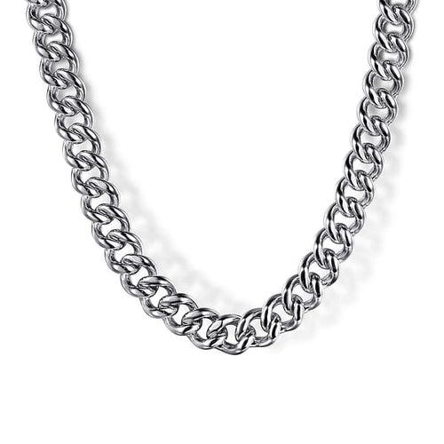 22 Inch 5mm 925 Sterling Silver Solid Men's Cuban Link Chain Necklace - NKM2143-Gabriel & Co.-Renee Taylor Gallery
