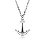 22 Inch 925 Sterling Silver Anchor Pendant Necklace - NKM2108-22SVJJJ-Gabriel & Co.-Renee Taylor Gallery