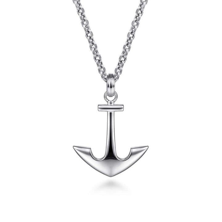 22 Inch 925 Sterling Silver Anchor Pendant Necklace - NKM2108-22SVJJJ-Gabriel & Co.-Renee Taylor Gallery