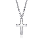 22 Inch 925 Sterling Silver Beveled Trim Cross Pendant Necklace - NKM2103-22SVJJJ-Gabriel & Co.-Renee Taylor Gallery