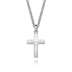 22 Inch 925 Sterling Silver Beveled Trim Cross Pendant Necklace - NKM2103-22SVJJJ-Gabriel & Co.-Renee Taylor Gallery