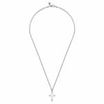 22 Inch 925 Sterling Silver Beveled Trim Cross Pendant Necklace - NKM2103-22SVJJJ-Gabriel & Co.-Renee Taylor Gallery