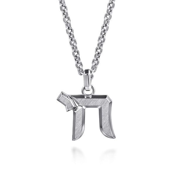 925 Sterling Silver Chai Pendant Necklace 22" - NKM2163-22SVJJJ-Gabriel & Co.-Renee Taylor Gallery
