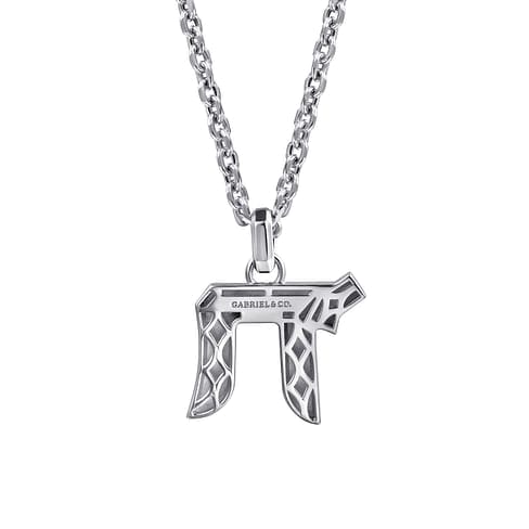 925 Sterling Silver Chai Pendant Necklace 22" - NKM2163-22SVJJJ-Gabriel & Co.-Renee Taylor Gallery