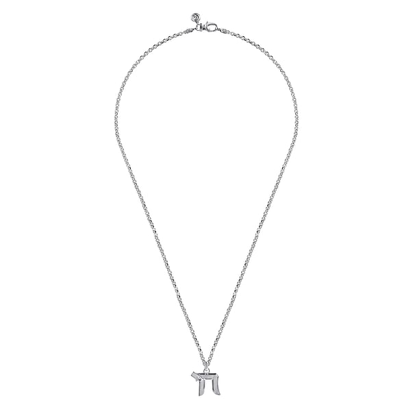 925 Sterling Silver Chai Pendant Necklace 22" - NKM2163-22SVJJJ-Gabriel & Co.-Renee Taylor Gallery