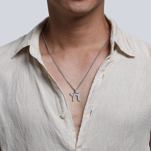 925 Sterling Silver Chai Pendant Necklace 22" - NKM2163-22SVJJJ-Gabriel & Co.-Renee Taylor Gallery