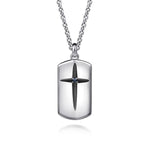 22 Inch 925 Sterling Silver Cross Dog Tag Pendant Necklace - NKM2153-22SVJSB-Gabriel & Co.-Renee Taylor Gallery