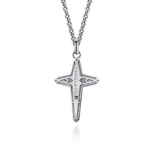 22" 925 Sterling Silver Cross Pendant Necklace - NKM2127-22SVJJJ-Gabriel & Co.-Renee Taylor Gallery