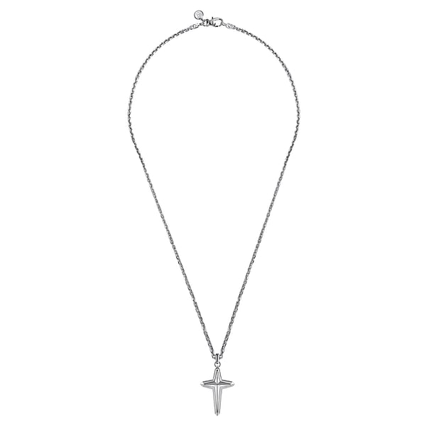 22" 925 Sterling Silver Cross Pendant Necklace - NKM2127-22SVJJJ-Gabriel & Co.-Renee Taylor Gallery
