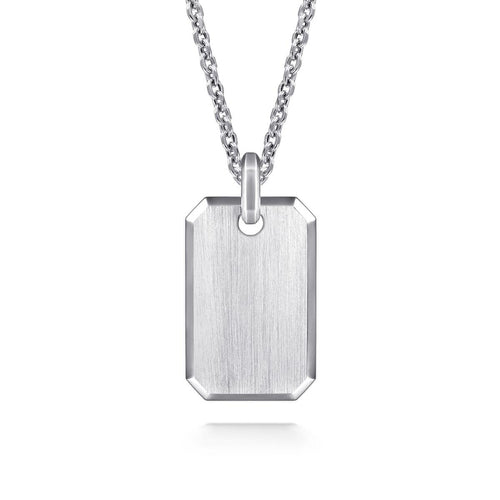22 Inch 925 Sterling Silver Dog Tag Pendant Necklace - NKM2106-22SVJJJ-Gabriel & Co.-Renee Taylor Gallery
