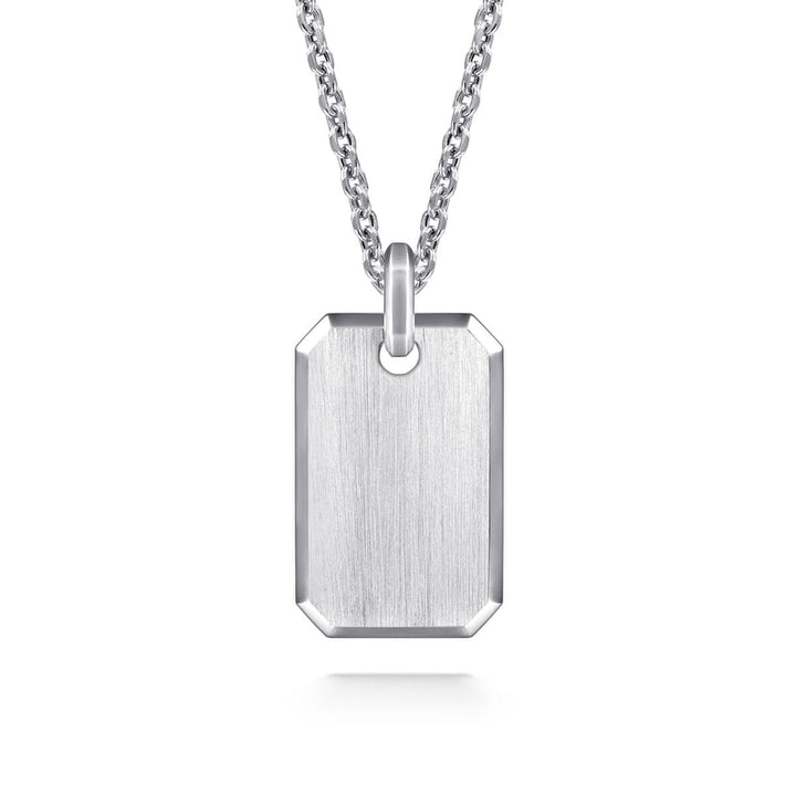 22 Inch 925 Sterling Silver Dog Tag Pendant Necklace - NKM2106-22SVJJJ-Gabriel & Co.-Renee Taylor Gallery