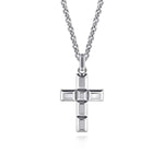 22 Inch 925 Sterling Silver Geometric Cross Pendant Necklace - NKM2110-22SVJJJ-Gabriel & Co.-Renee Taylor Gallery