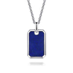 22 Inch 925 Sterling Silver Lapis Dog Tag Pendant Necklace - NKM2248-22SVJLP-Gabriel & Co.-Renee Taylor Gallery