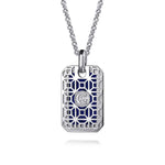 22 Inch 925 Sterling Silver Lapis Dog Tag Pendant Necklace - NKM2248-22SVJLP-Gabriel & Co.-Renee Taylor Gallery