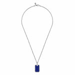 22 Inch 925 Sterling Silver Lapis Dog Tag Pendant Necklace - NKM2248-22SVJLP-Gabriel & Co.-Renee Taylor Gallery