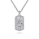 22 Inch 925 Sterling Silver Saint Christopher Dog Tag Pendant Necklace - NKM2115-22SVJJJ-Gabriel & Co.-Renee Taylor Gallery