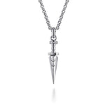 22 Inch 925 Sterling Silver White Sapphire Dagger Pendant Necklace - NKM2182-22SVJWS-Gabriel & Co.-Renee Taylor Gallery