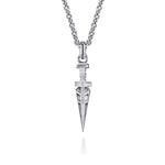 22 Inch 925 Sterling Silver White Sapphire Dagger Pendant Necklace - NKM2182-22SVJWS-Gabriel & Co.-Renee Taylor Gallery