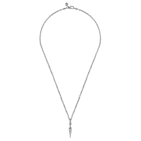 22 Inch 925 Sterling Silver White Sapphire Dagger Pendant Necklace - NKM2182-22SVJWS-Gabriel & Co.-Renee Taylor Gallery