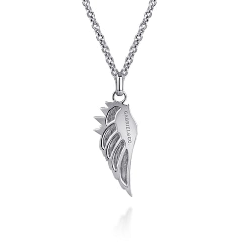 22" 925 Sterling Silver Wing Pendant Necklace - NKM2140-22SVJJJ-Gabriel & Co.-Renee Taylor Gallery