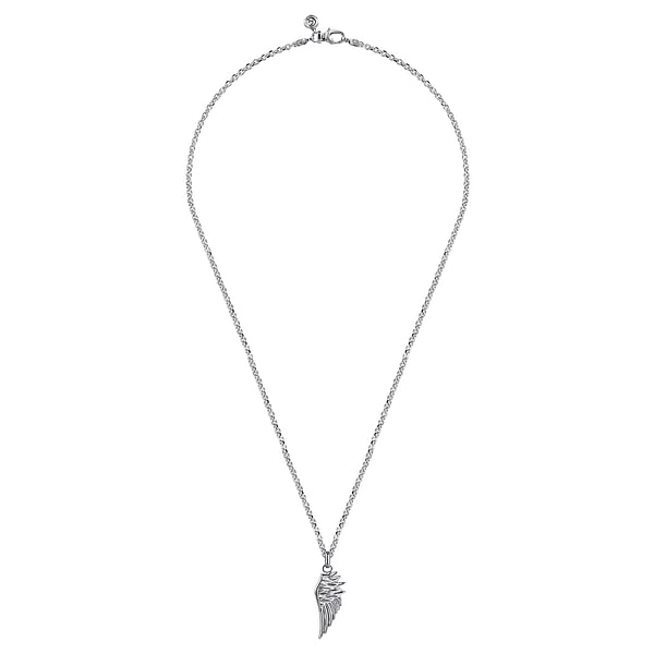22" 925 Sterling Silver Wing Pendant Necklace - NKM2140-22SVJJJ-Gabriel & Co.-Renee Taylor Gallery