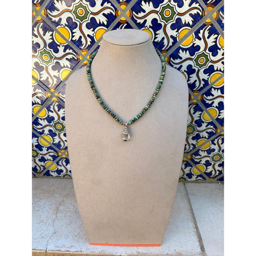 African Turquoise & Crystal Pendant-Carol Kahn-Renee Taylor Gallery