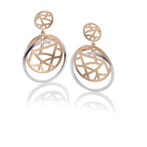 Rose Gold Plated Sterling Silver White Sapphire Earrings - 12/02028-RH/R-Breuning-Renee Taylor Gallery