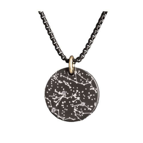 24MM Zirconium Disk Night to Remember Pendant with Lab Grown White Diamonds - PZ033NTR-Heavy Stone-Renee Taylor Gallery