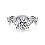 14K White Gold Round Lotus Diamond Engagement Ring Mount - ER16487R6W44JJ-Gabriel & Co.-Renee Taylor Gallery