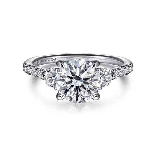14K White Gold Round Lotus Diamond Engagement Ring Mount - ER16487R6W44JJ-Gabriel & Co.-Renee Taylor Gallery