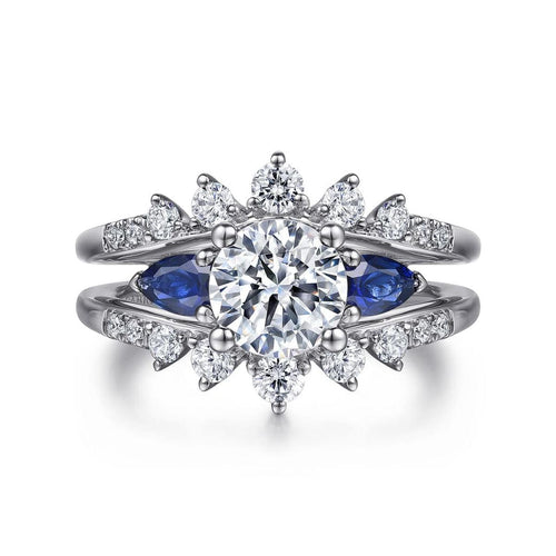 14K White Gold Round Solitaire Diamond Engagement Ring Mount - ER15546R4W44JJ-Gabriel & Co.-Renee Taylor Gallery