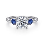 14K White Gold Round Sapphire and Diamond Engagement Ring Mount - ER16252R6W44SA-Gabriel & Co.-Renee Taylor Gallery