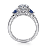 14K White Gold Round Sapphire and Diamond Engagement Ring Mount - ER16252R6W44SA-Gabriel & Co.-Renee Taylor Gallery