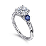 14K White Gold Round Sapphire and Diamond Engagement Ring Mount - ER16252R6W44SA-Gabriel & Co.-Renee Taylor Gallery