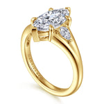 14K Yellow Gold Marquise Shape Three Stone Diamond Engagement Ring Mount - ER17026M8Y44JJ-Gabriel & Co.-Renee Taylor Gallery
