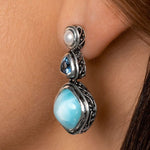 Azure Cushion Earrings - Eazur01-00-Marahlago Larimar-Renee Taylor Gallery