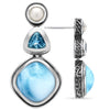 Azure Cushion Earrings - Eazur01-00-Marahlago Larimar-Renee Taylor Gallery