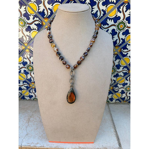 Faceted Agate Beads & Amber Necklace-Carol Kahn-Renee Taylor Gallery